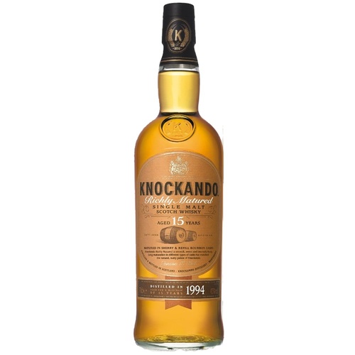 WHISKY ECOSSE KNOCKANDO RICHLY MATURED 15 ANS 43% 70CL