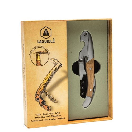 SOMMELIER MANCHE BAMBOU DOUBLE APPUI LAGUIOLE