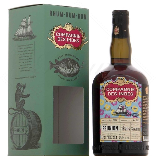 RHUM LA COMPAGNIE DES INDES SAVANA LA REUNION 18 ANS 70 CL 54.1%