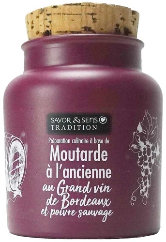 MOUTARDE A L'ANCIENNE AU GRAND VIN DE BORDEAUX ET POIVRE SAUVAGE 110 G