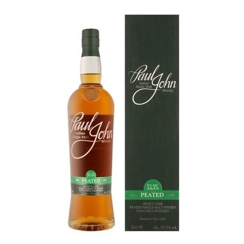 WHISKY INDIEN SINGLE MALT PAUL JOHN PEATED SELECT CASK 55.5% 70 CL